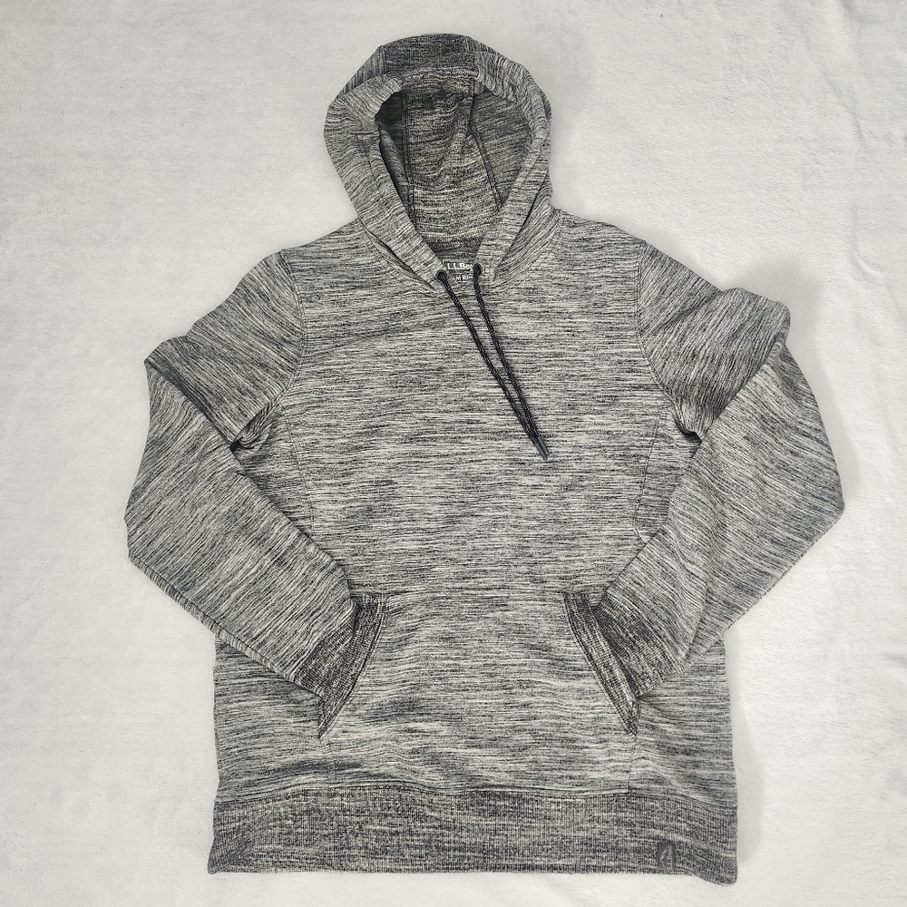 L.L. BEAN Women's Pullover‎ Hoodie Heather Grey Black Thumbhole Size Medium